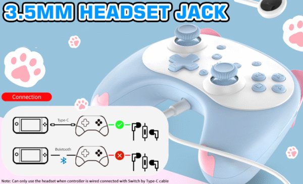 Control Inalámbrico Mando Orejas de Gato Joystick para Nintendo Switch / Nintendo Switch Lite / Nintendo Switch Oled - Imagen 4